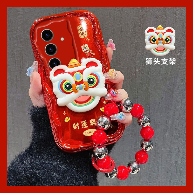 手机壳红色蛇年本命年2025立体醒狮支架手链