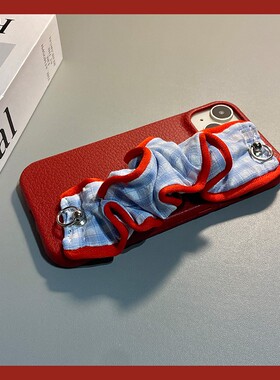 ins风红色腕带适用小米红米k90promax手机壳k80pro背带k70por斜挎k60挂绳k50新年k40本命年k30i仿皮redmik女p