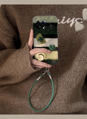 适用小米红米k80手机壳k70pro至尊版k60绿色k30条纹12c带挂绳k20挂链k50立体k40爱心k30宝石redmik冰川纹纽扣