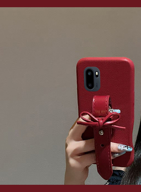 立体蝴蝶结腕带适用oppo一加ace6手机壳1+13新年ace5至尊版12马年3pro红色10t简约2v仿皮11r皮纹10r十oneplus