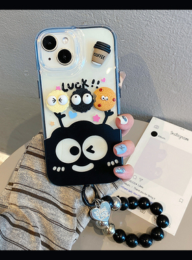 适用vivoiqooz9手机壳iqooz9turbo+卡通z8x立体z7黑色z7i煤球z6咖啡z5x带手链z3趣味u5搞怪u3硅胶u1x十vivo女