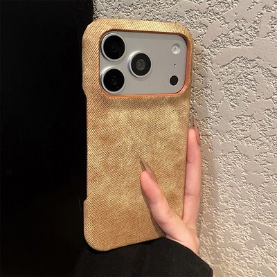 手机壳晕染浅黄色牛仔纹简约磨砂
