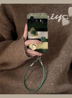 适用vivoiqooz9turbo+手机壳iqooz8绿色z7i条纹z6带挂绳z5挂链u5立体u3爱心z1x宝石iqoo十冰川纹vivo纽扣硅胶