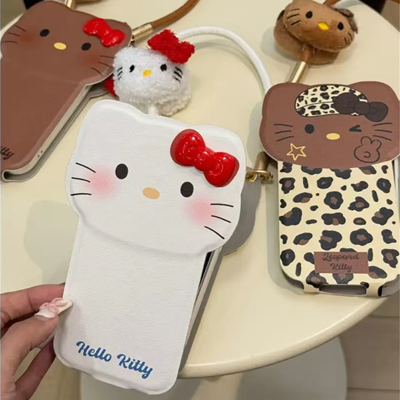 适用三星s23ultra手机壳s24plus手提s22+皮套s21豹纹s20凯蒂猫nota20卡通s10带nota10手链s20fe十a52翻盖a32