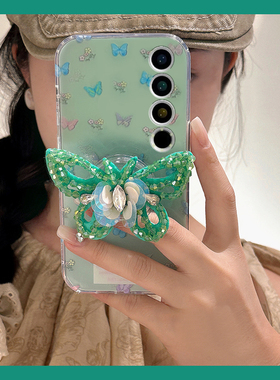 适用魅族21pro手机壳20立体18s水钻18x绿色17蝴蝶16xs带16t支架16thplus韩系18por小清新meizu硅胶软壳手机套