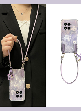 适用oppo一加ace5手机壳1+13t可斜挎12晕染ace3pro紫色3v蝴蝶11带挂件10手绳9挂绳8韩系7羽纱6t十oneplus硅胶