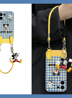 适用oppok13turbo手机壳k13turbopro可斜跨por蓝色0ppo格纹0pp0卡通oppo立体米奇带挂坠背带格子硅胶软壳女生