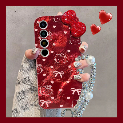 适用魅族22手机壳22pro立体22mini水钻21蝴蝶结kt猫21por带挂绳21note挂链趣味冰川纹红色meizu新款硅胶软壳p