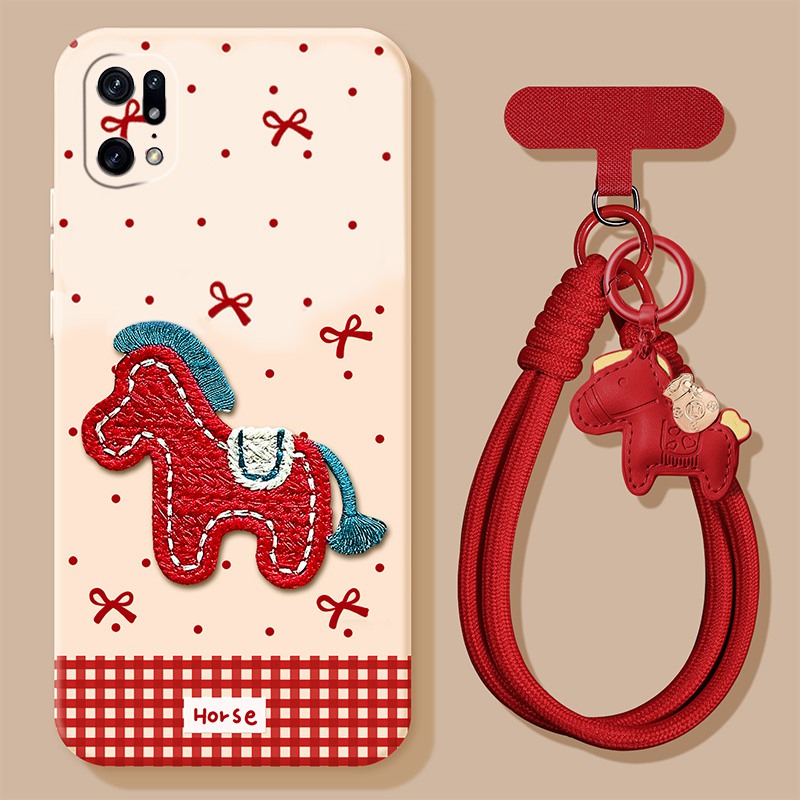 手机壳硅胶2026马年红色小马挂件