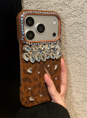 棕色豹纹钻石适用oppoa6gt手机壳a6plus立体a5pro奢华a3x水钻a2m闪钻a1i仿皮a58x皮纹a93s硅胶a98a97a56a35女