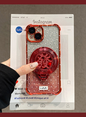 2026旋转发财支架适用oppo一加ace6手机壳1+ace6新年波点0pp0红色闪粉十oneplus四角防摔马年新款硅胶软壳女p