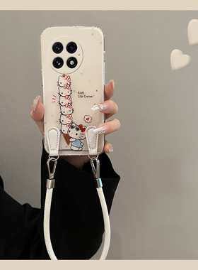 适用oppo一加ace5手机壳1+13t可斜挎12卡通KT猫ace3pro带3v手绳11挂绳10可爱9凯蒂猫8白色7硅胶6t十oneplus女
