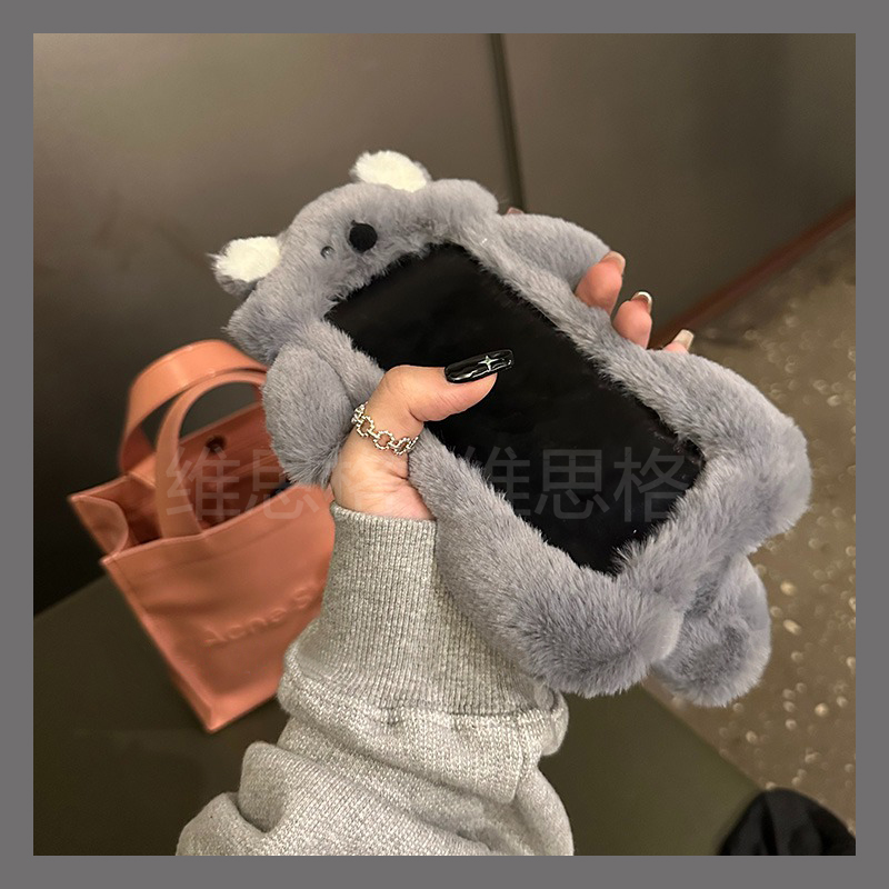 适用小米红米k80pro手机壳k60e可爱考拉k50毛茸茸k40s立体k30i冬季12秋卡通10x毛绒绒redmik至尊版k70电竞版