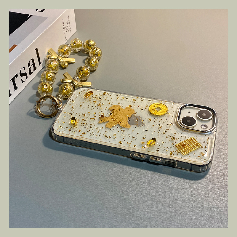 手机壳滴胶金箔2026马年马上越来越好带手链