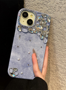 ins风蓝色绒布牛仔纹适用vivox300ultra手机壳x300s奢华x200promini珍珠x100pro+钻石x90s立体x100spro十vivo