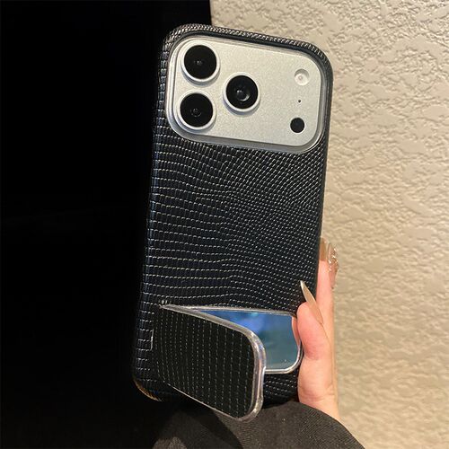 ins风镜面支架适用小米红米note15pro+手机壳noto14s黑色13r蜥蜴纹12turbo夏天turbo4镜子11t仿皮3十redmi女p