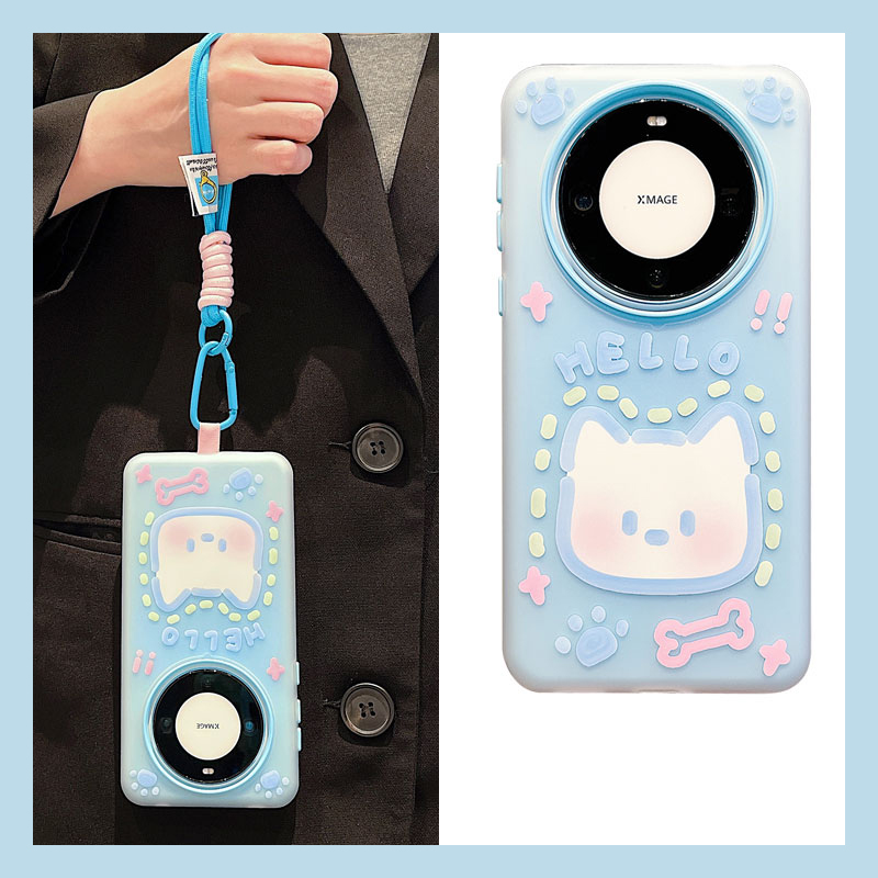 手机壳硅胶卡通呆萌西高地小狗带尼龙绳手绳