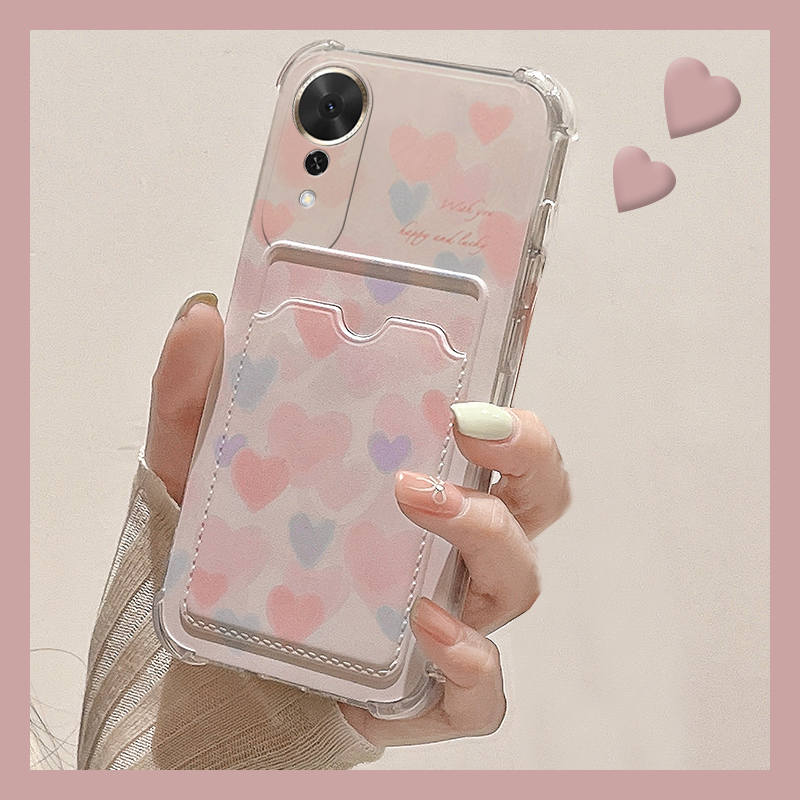 手机壳硅胶韩系彩色爱心卡包带腕带挂绳