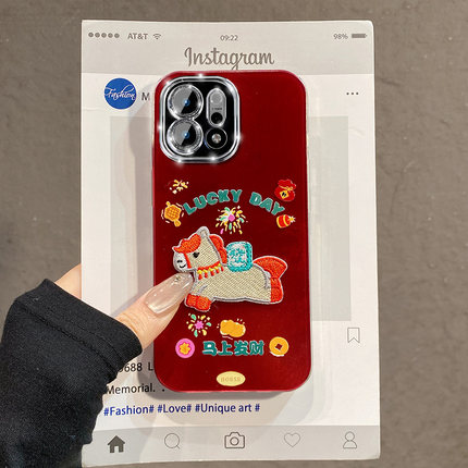 马上发财适用opporeno15手机壳reno14卡通reon13pro+烟花12刺绣11小马10新年8红色7冰川纹6十oppo硅胶0pp0女p