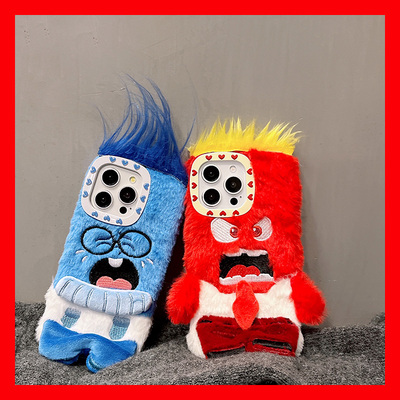 毛绒头脑特工队优优怒怒适用苹果17pro手机壳三星s25卡通oppok13s动漫vivox200华为pura80荣耀400小米17秋冬p