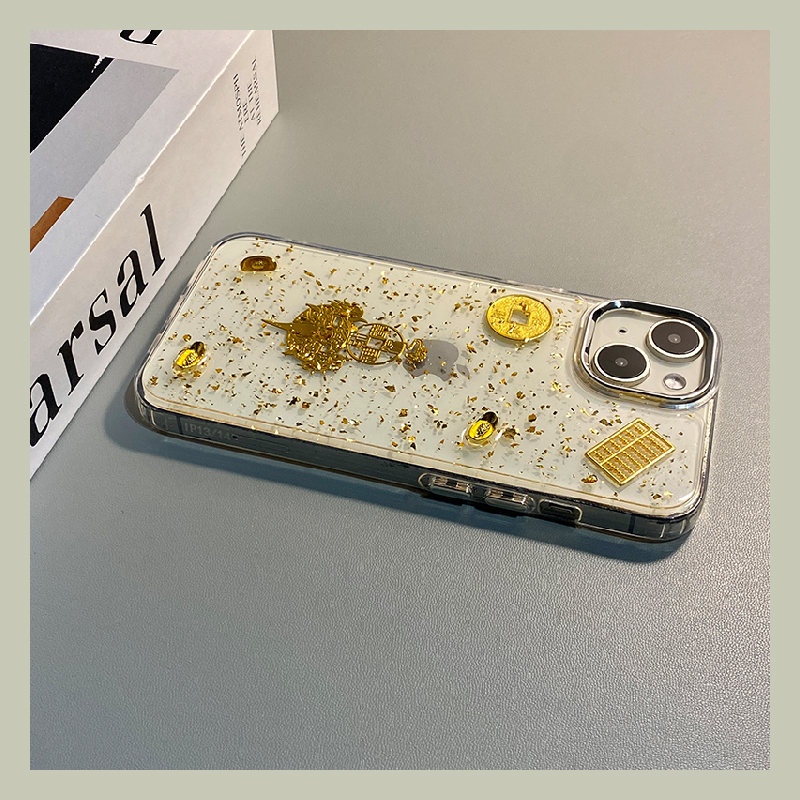 手机壳滴胶金箔貔貅2026马年铜钱算盘元宝