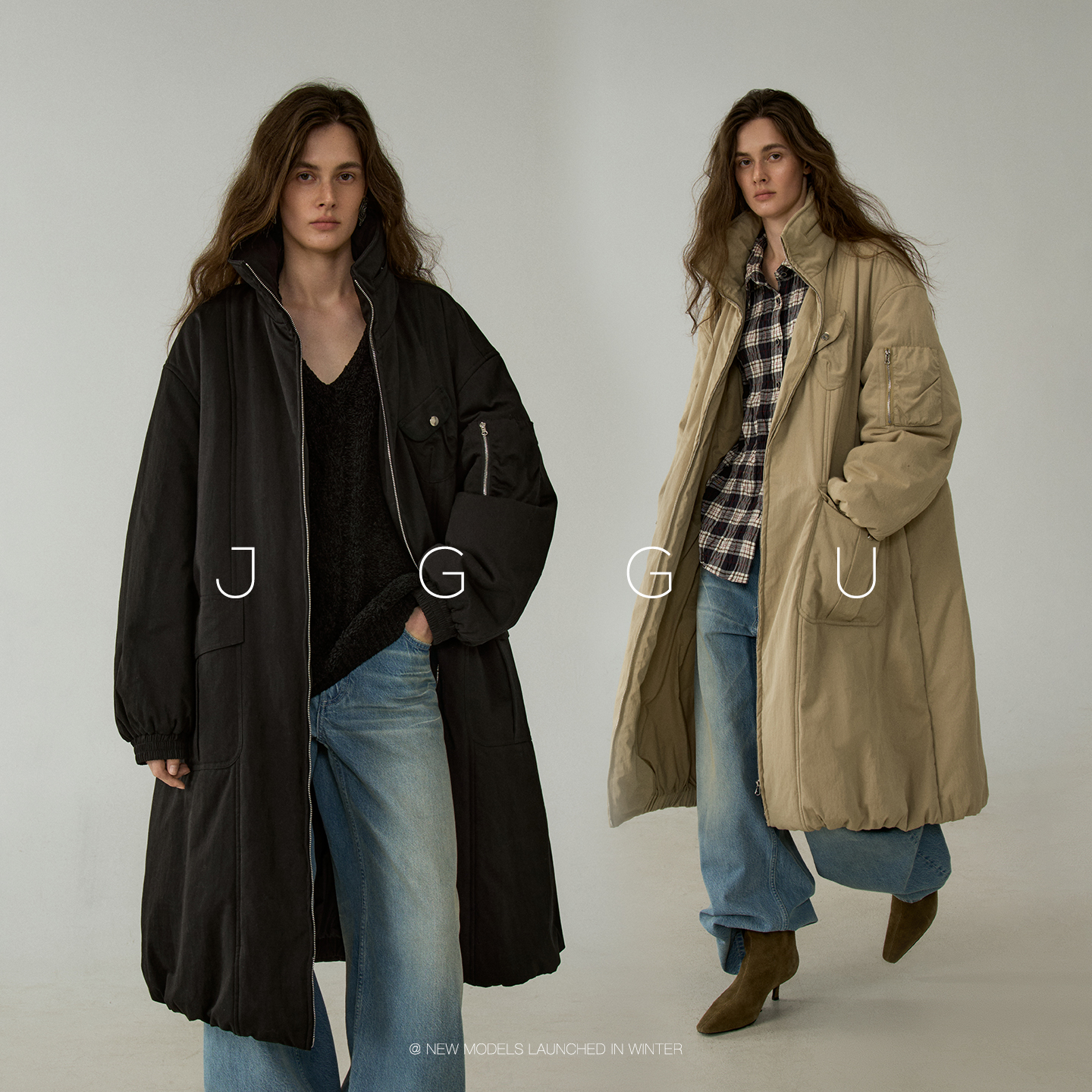 晶咕黑标JGGU【风雪旅人】3M新雪丽棉分割线派克工装棉服大外套女