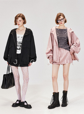 晶咕黑标JGGU【自由walk】高级缎面细闪拼接光泽感外套裙裤套装