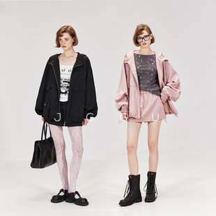 晶咕黑标JGGU【自由walk】高级缎面细闪拼接光泽感外套裙裤套装