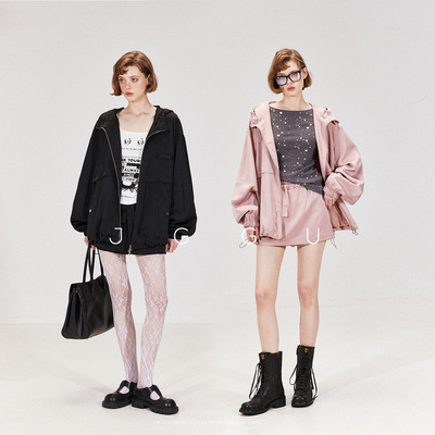 晶咕黑标JGGU【自由walk】高级缎面细闪拼接光泽感外套裙裤套装