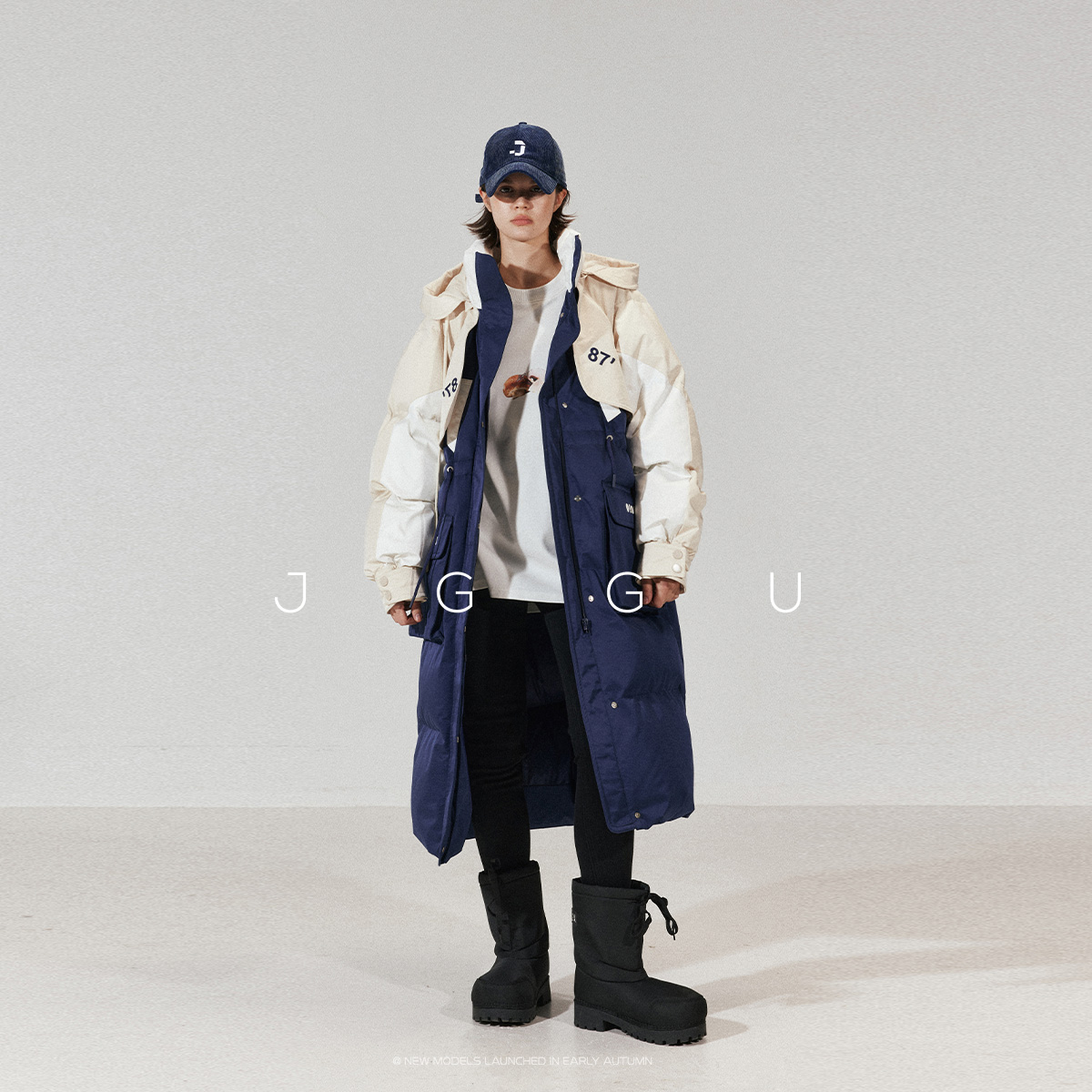 晶咕新国标90白鸭绒撞色羽绒服