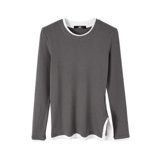 晶咕黑标JGGU全尺码系列高级简风秋冬叠穿撞色边假两件修身T恤