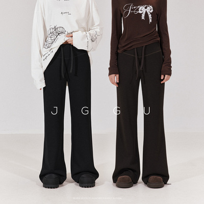 针织面料高腰柔感弹力显瘦喇叭裤