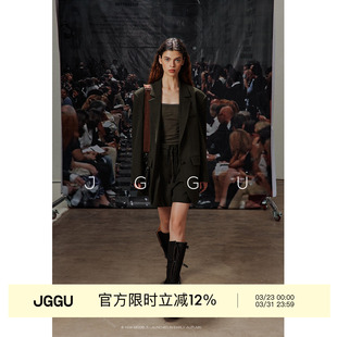 系列套装 晶咕黑标JGGU高端混纺工艺高级感斜纹西装 外套半身裙短裤