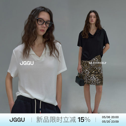 晶咕黑标JGGU 5/06 20:00 新品【云肤T】莱赛尔羊毛混纺翻领T恤