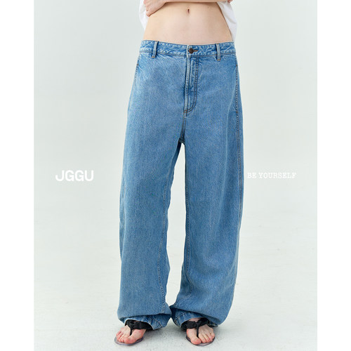 晶咕黑标JGGU【香蕉裤4.0】经典百搭做旧水洗高质感牛仔香蕉裤子