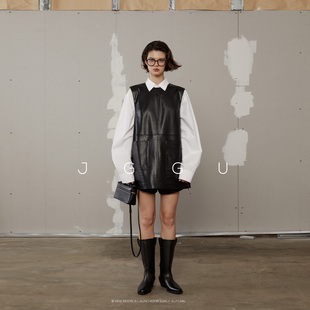 结构感口袋拉链皮上衣 秋冬高级感复古 晶咕黑标JGGU全尺码 款