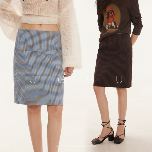 晶咕黑标JGGU【通勤甜心】绵羊毛老钱感显瘦半身裙女秋微胖铅笔裙