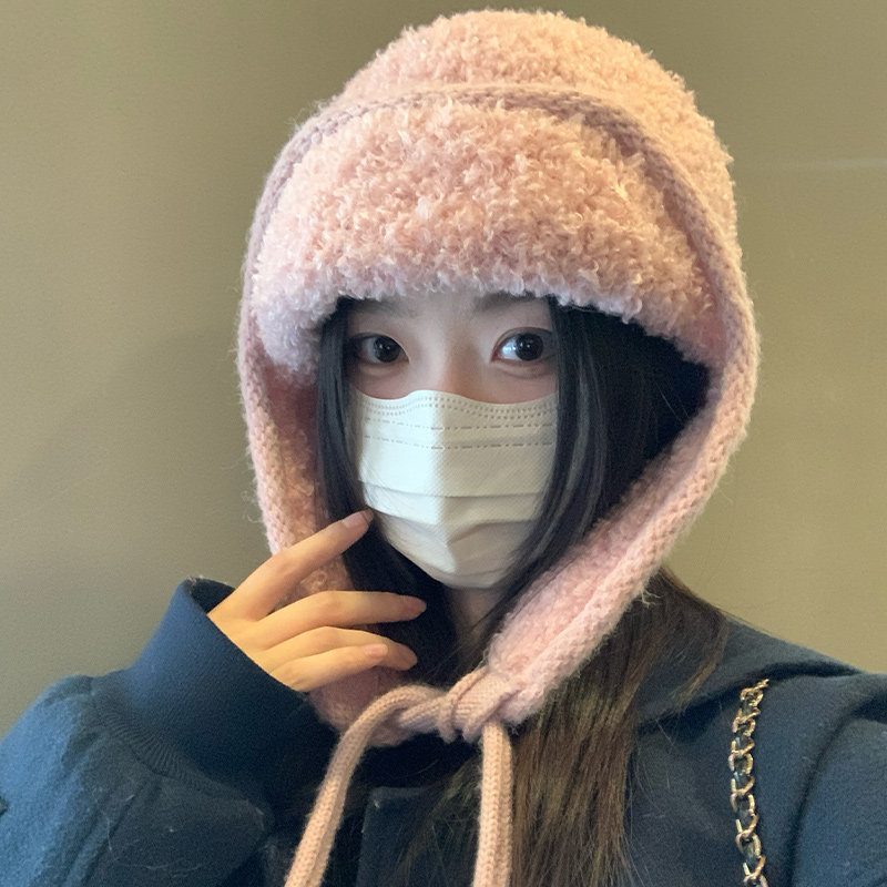 粉粉保暖百搭显脸小韩系护耳帽