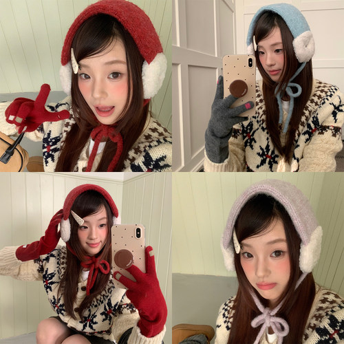 韩系毛绒针织可爱保暖耳罩