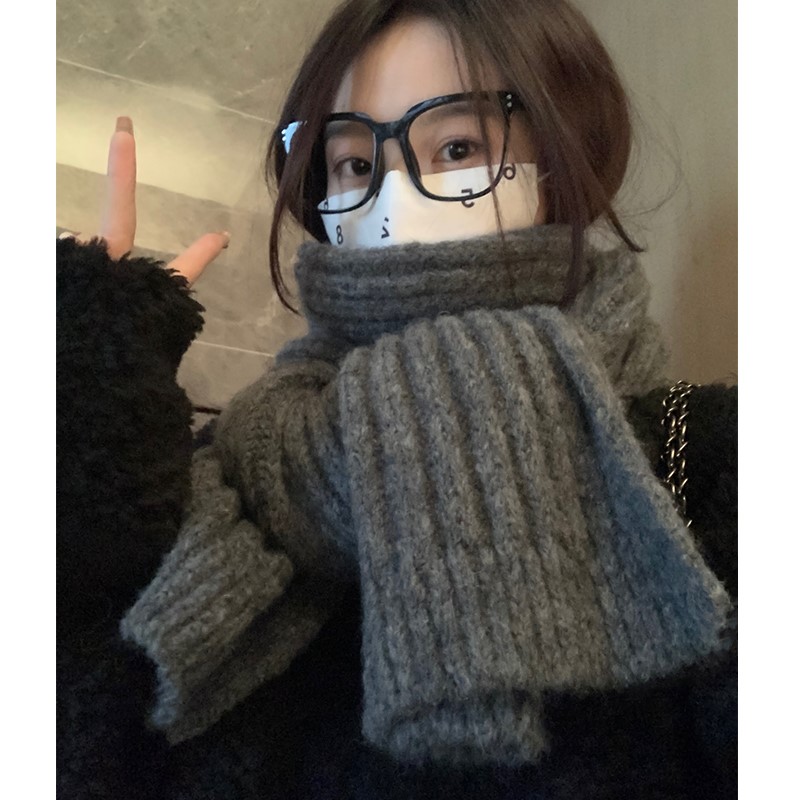 围巾女秋冬2025新款高级感韩版百搭针织毛线加厚保暖防风白色围脖