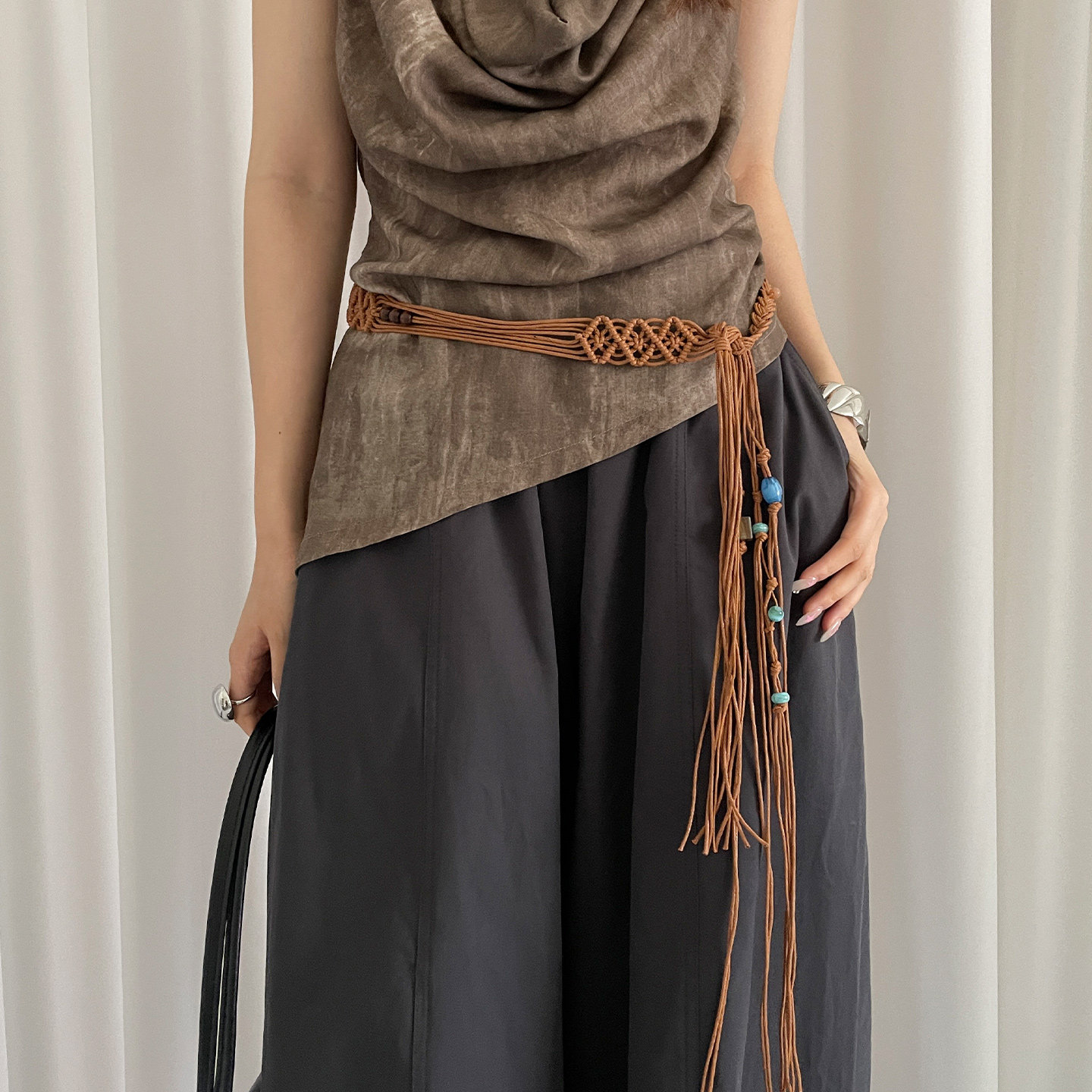 棕色编织民族风串珠腰带女波西米亚风配裙子流苏腰链装饰复古腰绳,服饰配件/皮带/帽子/围巾,腰带/皮带/腰链,淘宝优惠券,粉丝福利购,淘宝优惠卷