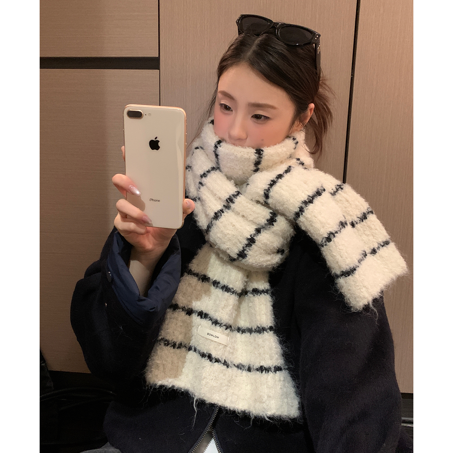 2025年氛围感含羊毛软糯条纹围巾女冬季韩版加厚防寒围脖百搭披肩,服饰配件/皮带/帽子/围巾,围巾/丝巾/披肩,淘宝优惠券,粉丝福利购,淘宝优惠卷