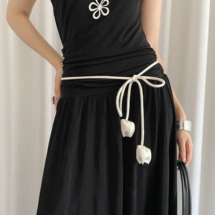 优雅气质玫瑰花腰带配饰女2026年新款 百搭腰链 配连衣裙休闲时尚