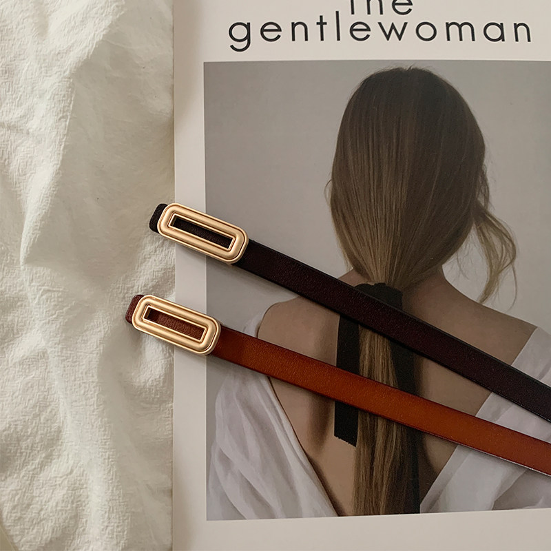 夏季2024年新款牛皮配裙子细腰带