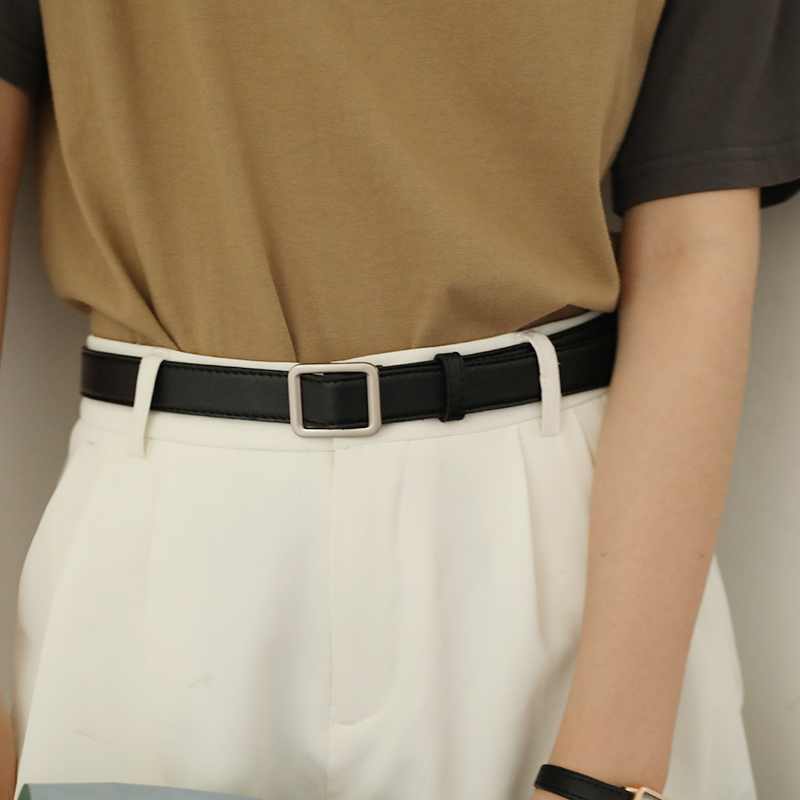 免打孔ins风夏季黑色学生细皮带