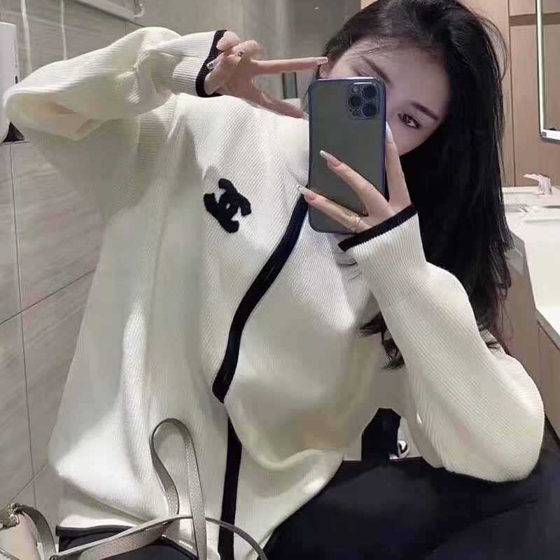 美式设计感针织开衫双拉链立领