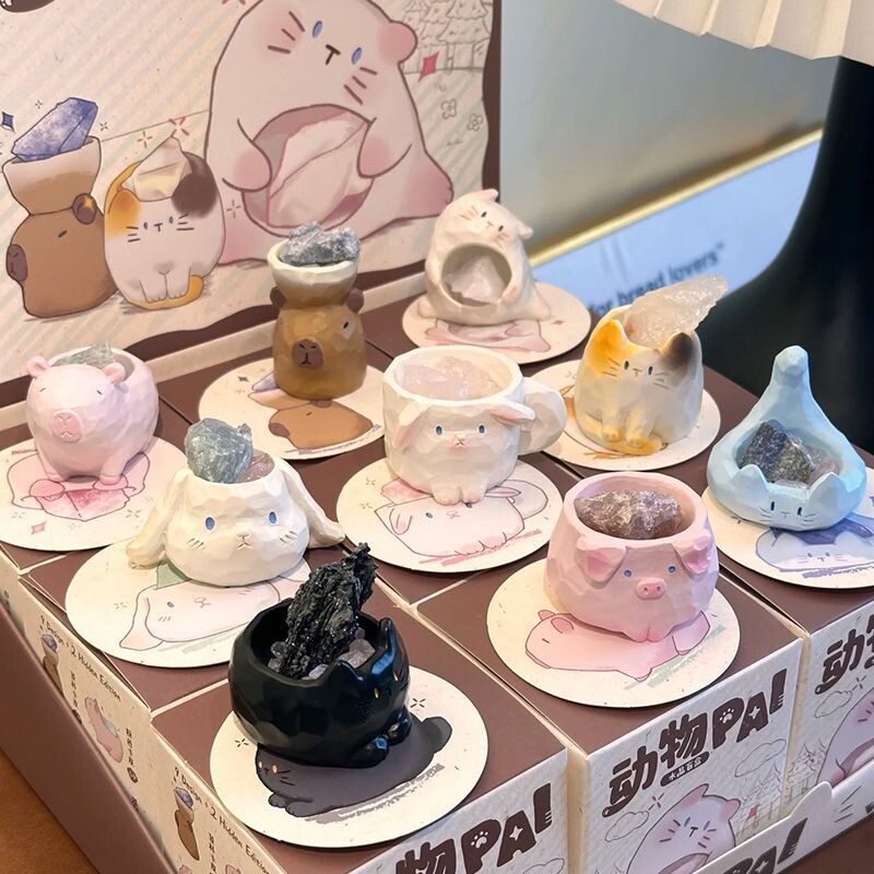 2026爆款动物PAL水晶石盲盒创意玩具少女心家居桌面装饰女生礼物