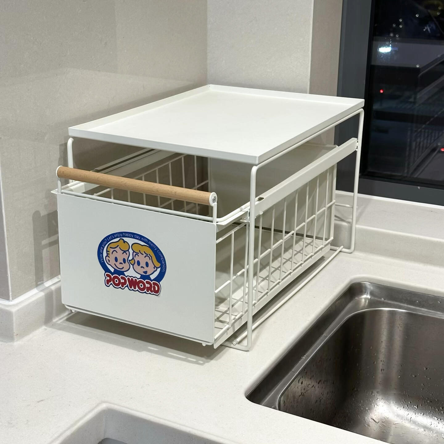 新家的100个快递 原田治下水槽置物架可抽拉收纳篮桌面杂物收纳筐