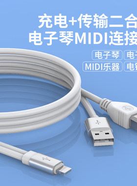 适用iphone充电OTG二合一转接头雅马哈电钢琴数据连接线iPad接电子鼓MIDI乐器键盘转换器声卡USB