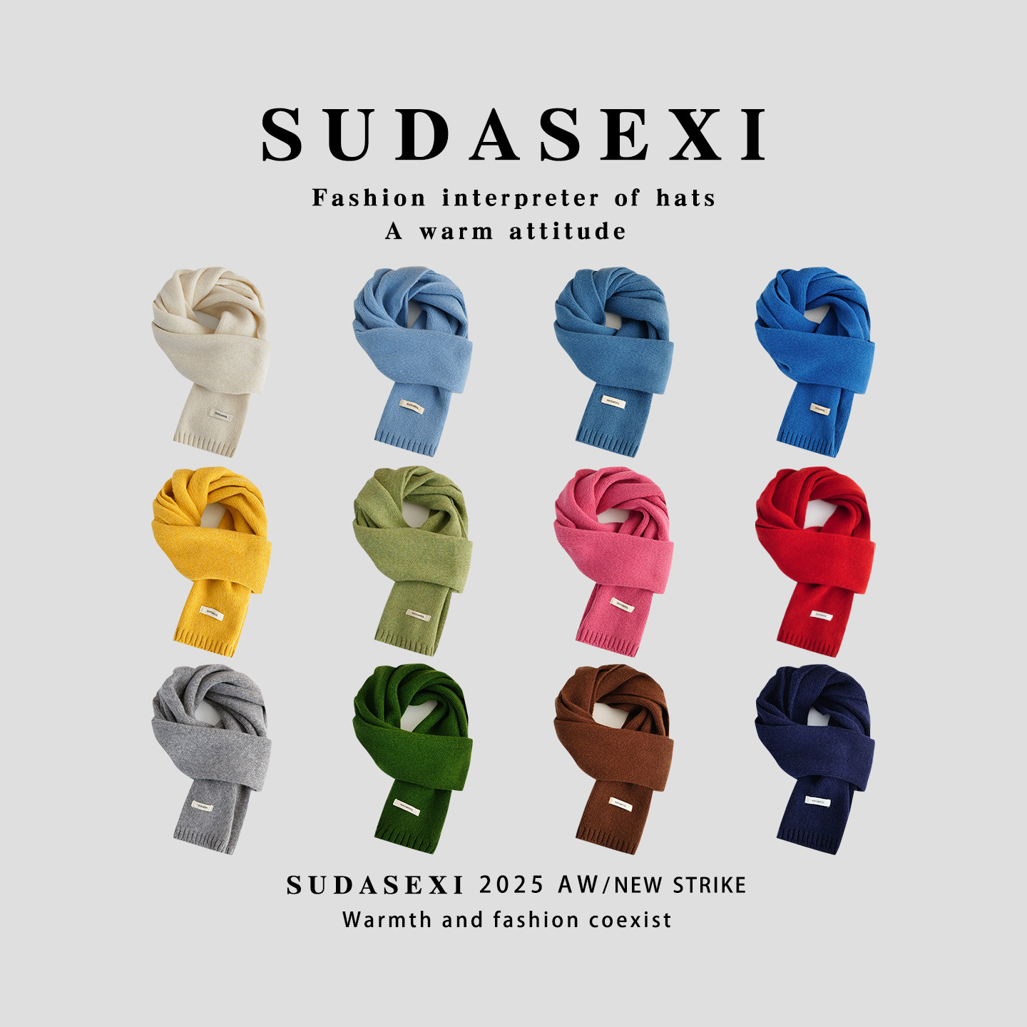 100%纯羊毛针织围巾女秋冬保暖